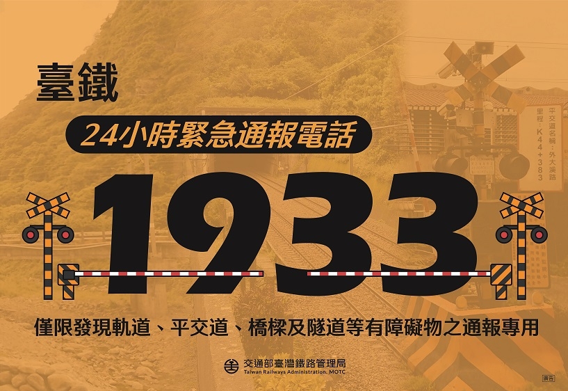 台鐵1933緊急通報電話宣導海報